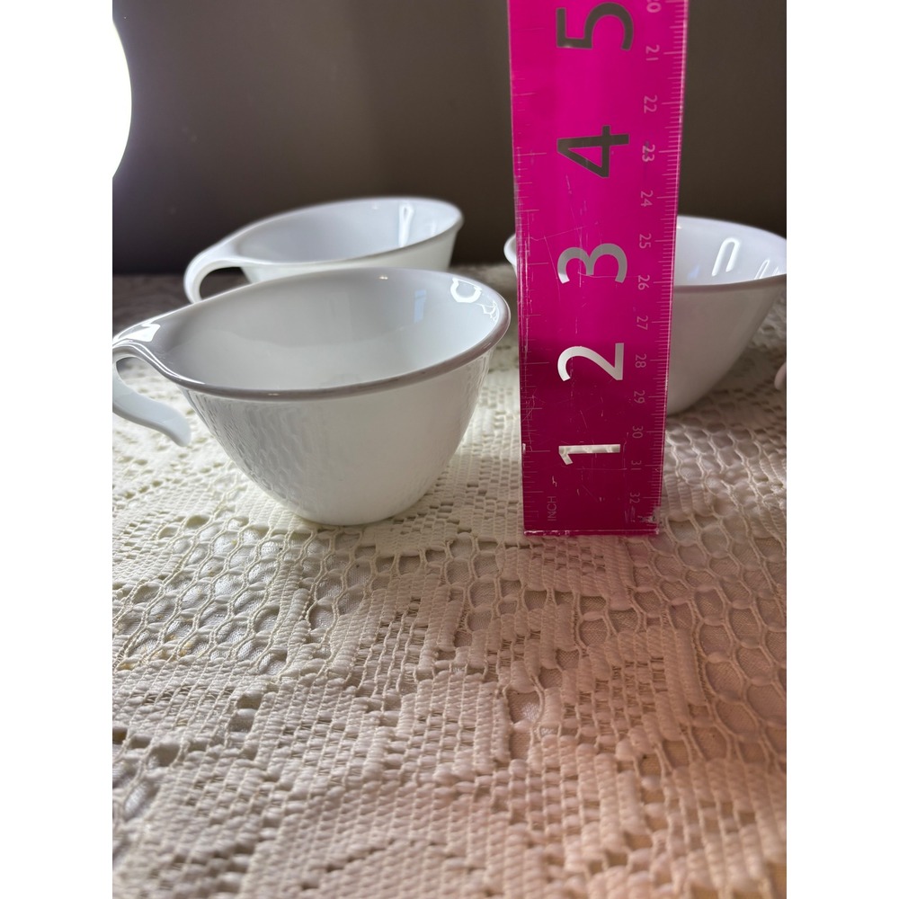 Corelle Winter Frost White Coffee Cups Set of 3 hook Handle Mid Century Modern - Picture 9 of 14